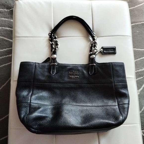 Coach Pebbled Leather Madison Tribeca East West Bag with Chain Strap Handles - Picture 13 of 16